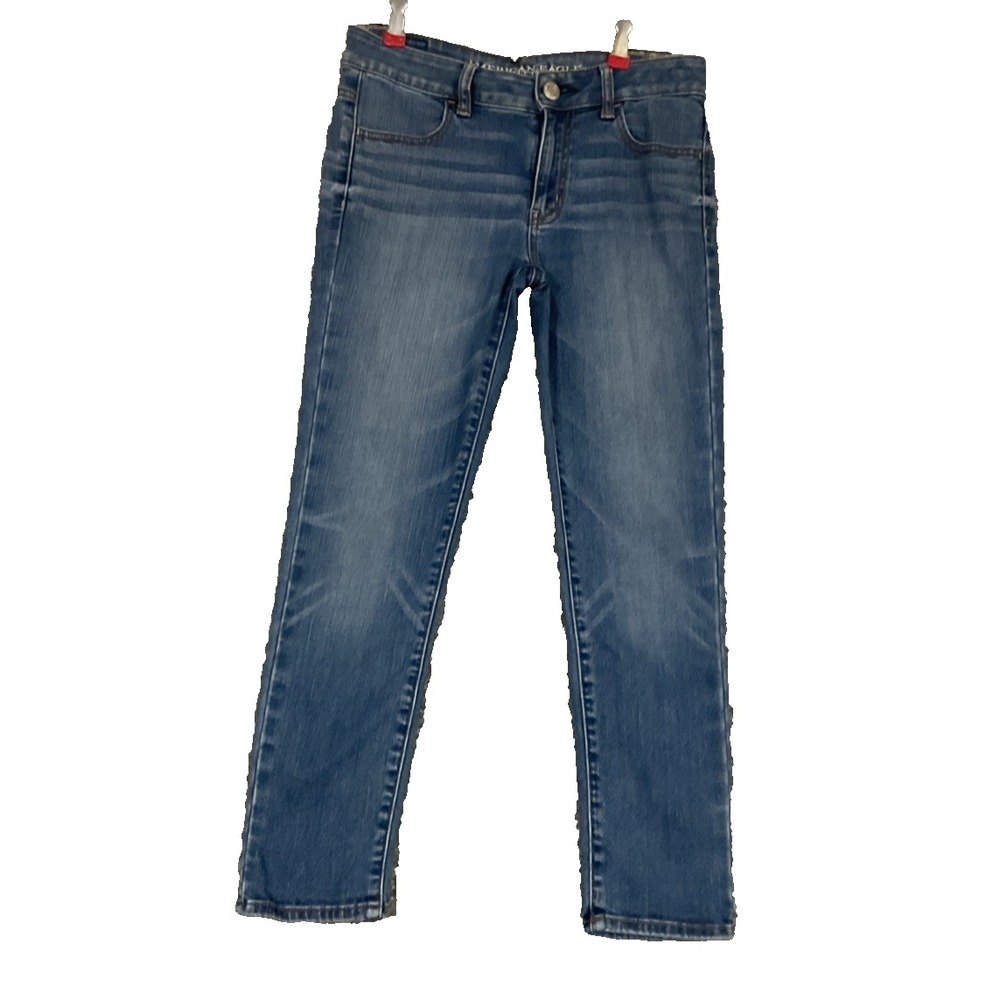 American Eagle Outfitters Super Hi-Rise Jegging Women's Distressed Stretch Blue…
